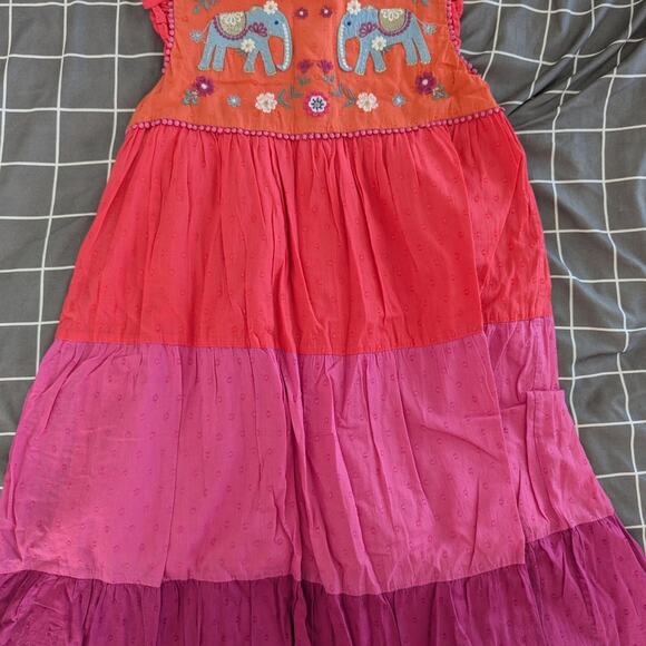 Boden pink elephant tiered dress